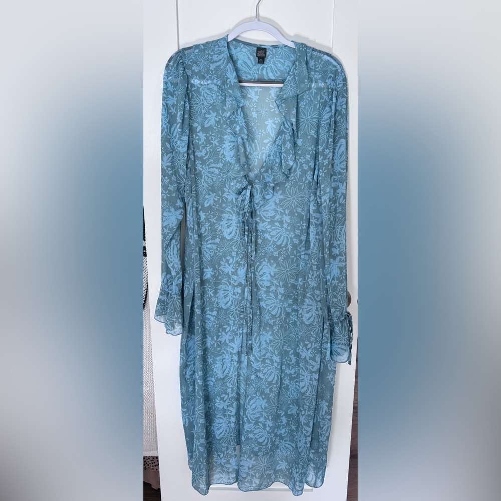 Floral Sheer Blue Coverup